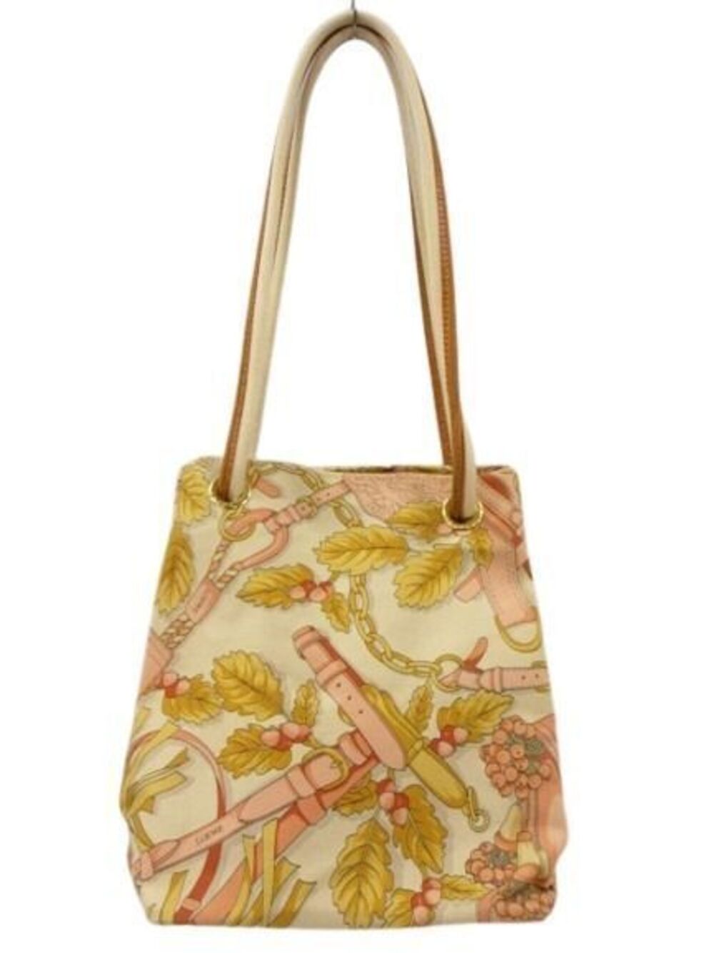 Loewe Shoulder Bag Canvas Drawstring Beige Pink Handbag